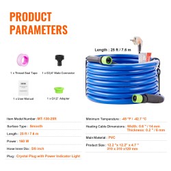 Lämmitettävä juomavesiletku polyvinyylikloridi 7,6 m 5/8 tuuman itsesäätyvä lyijytön BPA-vapaa matkailuautoihin