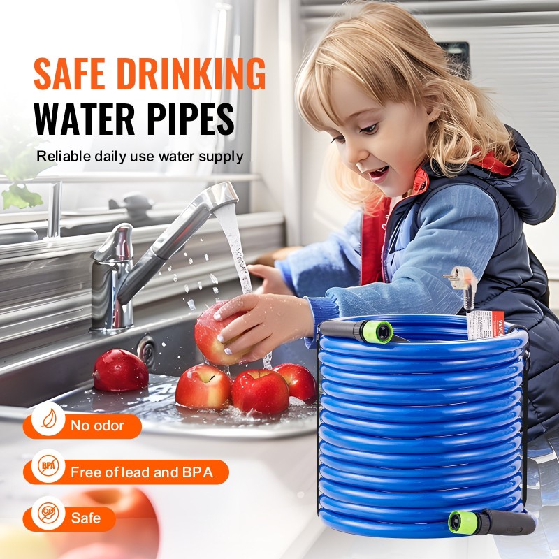 Lämmitettävä vesiletku juomavedelle 30,5 m asuntoautolle 5/8 tuumaa -42,7 °C