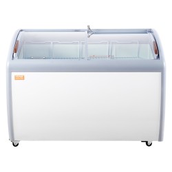 Jäätelöallas 362 l liukuva lasikansi 4 lankakoria lukittavat pyörät