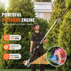 Bensiinikäyttöinen 33 cc monitoiminen trimmerisetti pensasleikkuri siimaleikkuri ruohotrimmeri oksasaha jatkovarrella