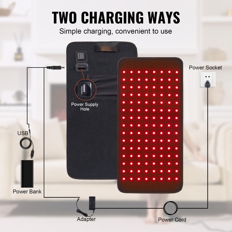 Punavalomatto vartalolle 120 lediä 660 ja 850 nm 410 x 200 mm