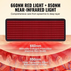 Punavaloterapia-alusta 400 LED-valoa 660/850 nanometriä taipuisa 815×310 millimetriä