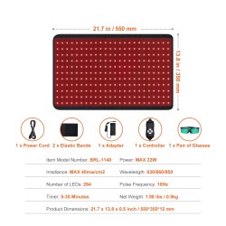 Punavalohoitomatto 550x350 mm 264 LED-valoa 630/660/850 nm ohjain