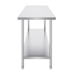 Ruostumattomasta teräksestä tehty työpöytä 610x1829x864 mm säädettävä alataso kolme tasoa