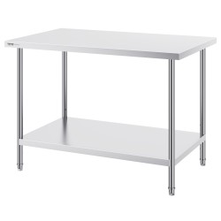 Työpöytä ruostumattomasta teräksestä 762 x 1219 x 864 mm 3-tasoinen alahylly