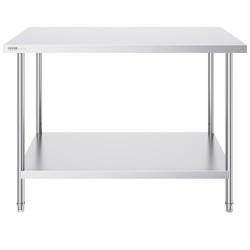 Työpöytä ruostumattomasta teräksestä 762 x 1219 x 864 mm 3-tasoinen alahylly