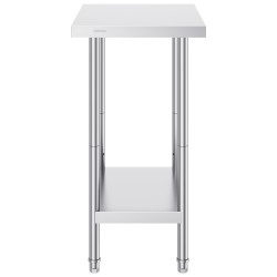 Ruostumaton terästyöpöytä 610×457×864 mm kolmitasoinen alahylly ammattikäyttöön