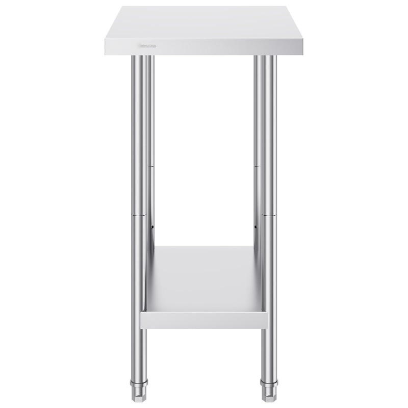 Ruostumaton terästyöpöytä 610×457×864 mm kolmitasoinen alahylly ammattikäyttöön