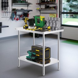 Ruostumaton terästaso 610 x 914 x 914 mm säädettävällä hyllyllä