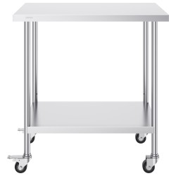 Ruostumaton teräspöytä 610×914×955 mm 4 pyörää 3 korkeustasoa ammattikeittiöön