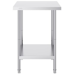 Ruostumaton teräspöytä 61 x 61 x 86,4 cm 3-portainen korkeudensäätö ammattikäyttöön