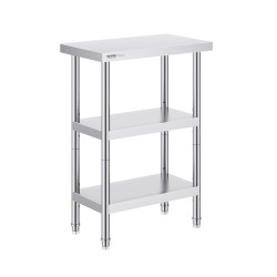 Työtaso ruostumattomasta teräksestä 356x610x864 mm ammattikeittiöön säädettävällä hyllyllä
