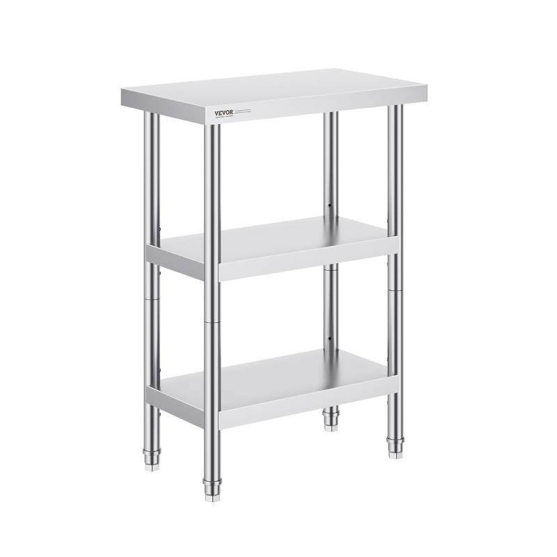 Työtaso ruostumattomasta teräksestä 356x610x864 mm ammattikeittiöön säädettävällä hyllyllä