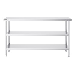 Ruostumaton teräspöytä SUS201 35 6 152 4 86 4 cm ammattikeittiöön säädettävällä hyllyllä