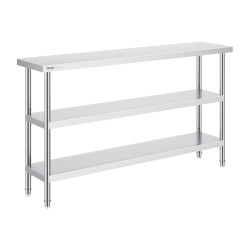 Ruostumaton teräspöytä SUS201 35,6×152,4×86,4 cm ammattikeittiöön säädettävällä hyllyllä
