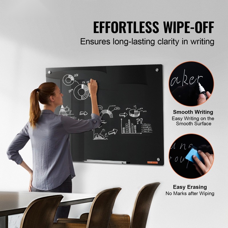 Lasikirjoitustaulu karkaistu lasi 600×900 mm magneettinen kehyksetön kuivapyyhittävä