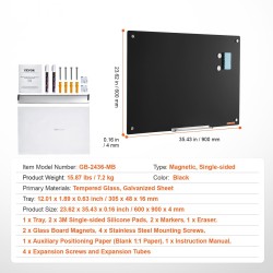 Lasikirjoitustaulu karkaistu lasi 600×900 mm magneettinen kehyksetön kuivapyyhittävä