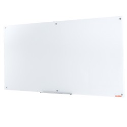 Magneettinen karkaistu valkoinen lasitaulu 915x1829 mm reunaton mukana kynäkaukalo