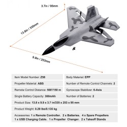 Kauko-ohjattava lentokone EPP runko 2,4GHz 2-kanavainen 6-akselin gyrovakautin kahdella akulla