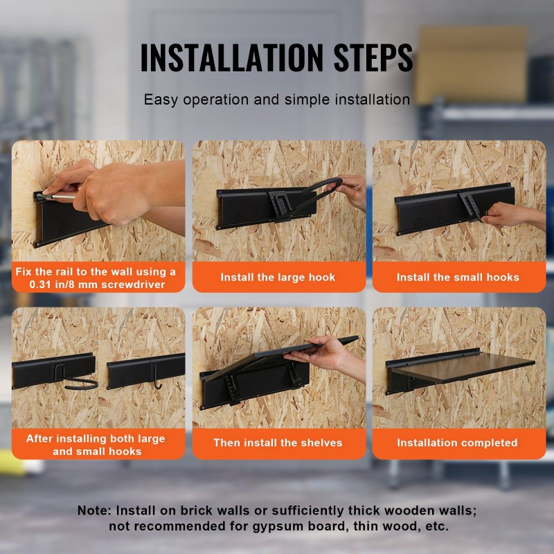 Seinään asennettava polkupyöräteline kuudelle pyörälle kolmella kypäräkoukulla kolmella hyllyllä satakolmekymmentäkuusi