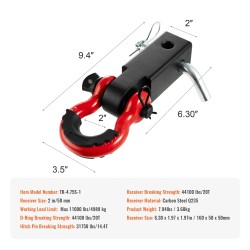 Sakkelivastaanotin hiiliteräksestä 2 tuuman vetopäähän 20 tonnin murtolujuudella ja lukitustapilla