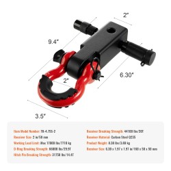 D-sakkeli vetokoukku hiiliteräs sopii 2 tuuman vetopäähän vetotapin lukolla enimmäiskuorma 7710 kg