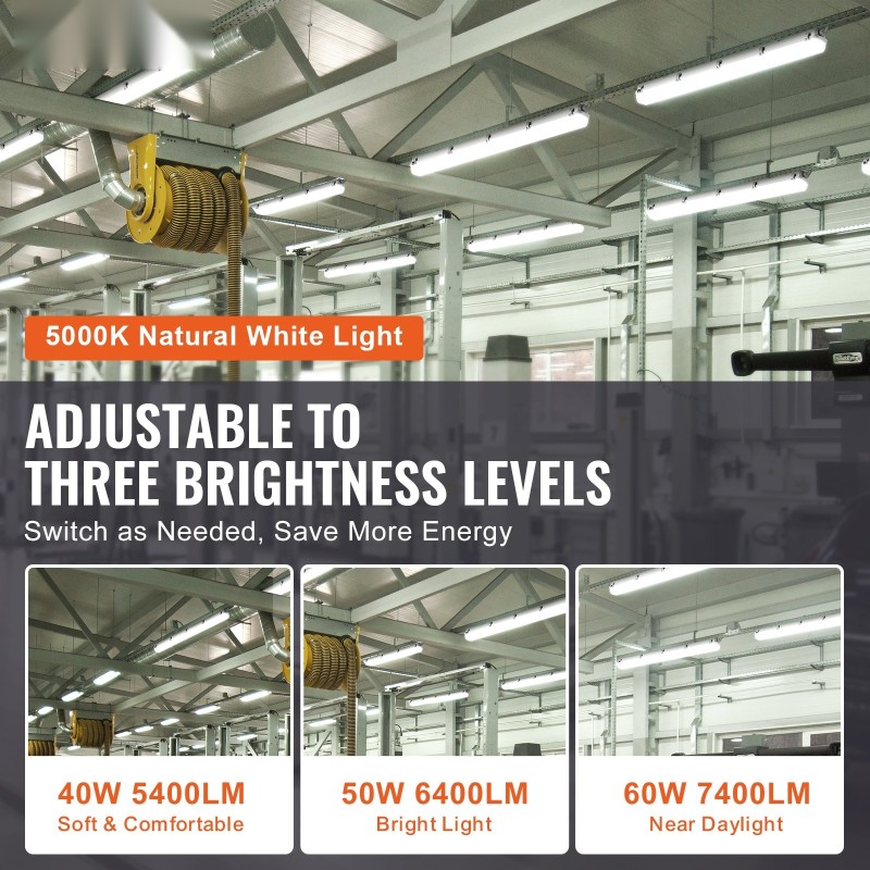 LED höyrytiivis valaisin 1270 mm 4 kpl 40/50/60W IP65 5000K