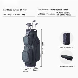 Golfkärrybagi vedenpitävä nailon 14-osainen jakaja 11 taskua sotilasvihreä