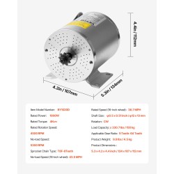 Harjaton tasavirtamoottori 48V 1800W 4500 kierrosta minuutissa 4 N·m sähköpyöriin