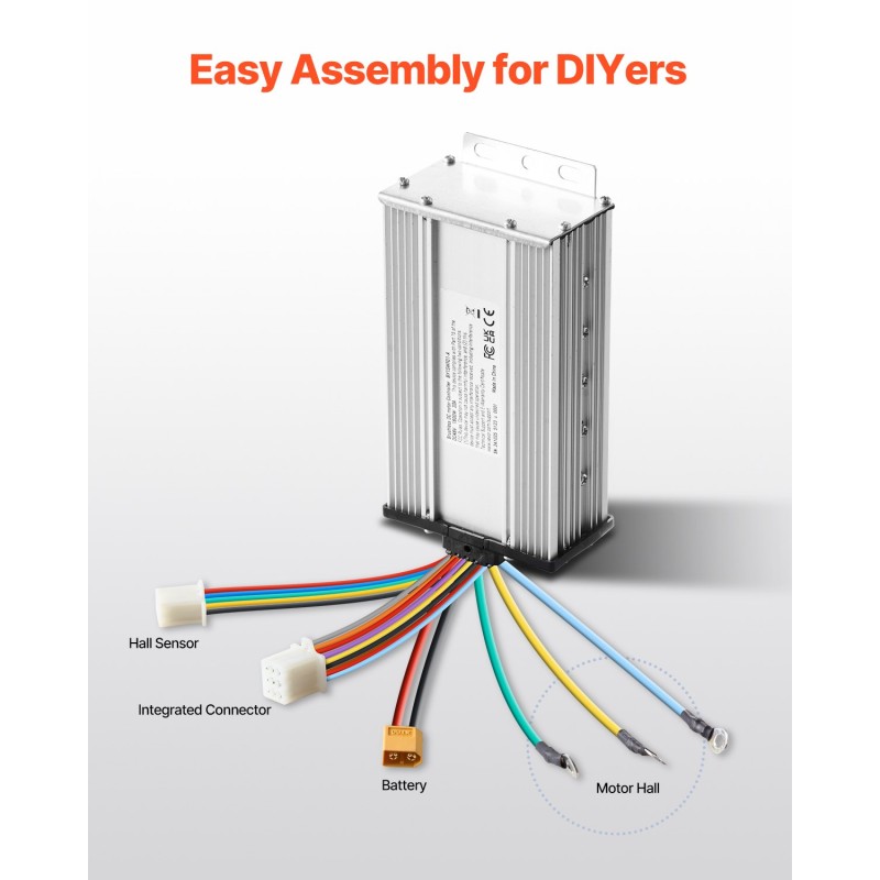 Harjaton tasavirtamoottoripaketti 1800W 48V 4500 rpm ohjain ja kaasukahva sähköajoneuvoihin