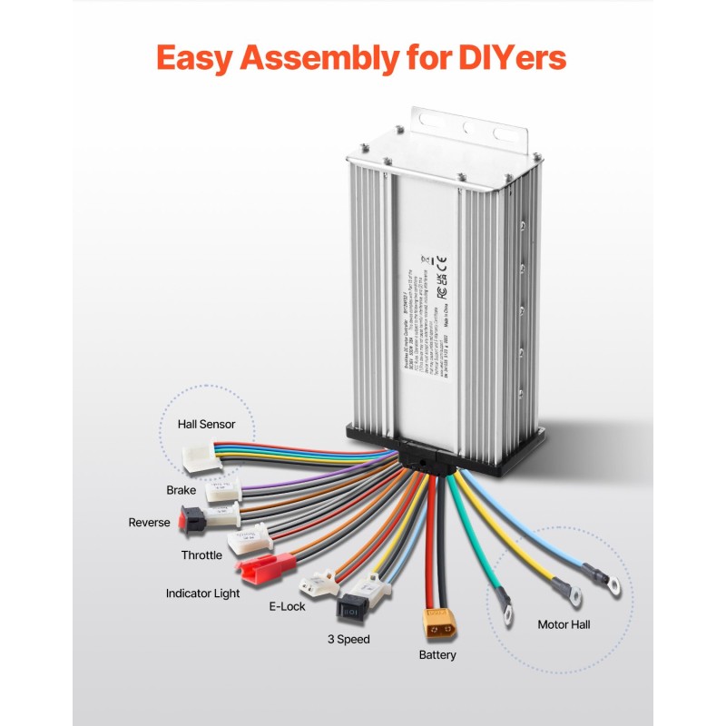 Harjaton tasavirtamoottoripaketti 2000W 60V 4500 r/min XT60-liittimellä sähköpyöriin ja skoottereihin
