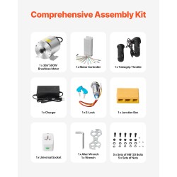 Harjaton moottoripaketti 500W 36V 2,5 N·m nopeudensäätimellä kaasukahvalla