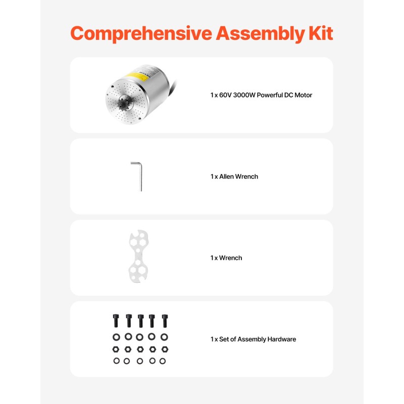 Harjaton tasavirtamoottori 60V 3000W 5,5 N·m sähköpyöriin ja skoottereihin