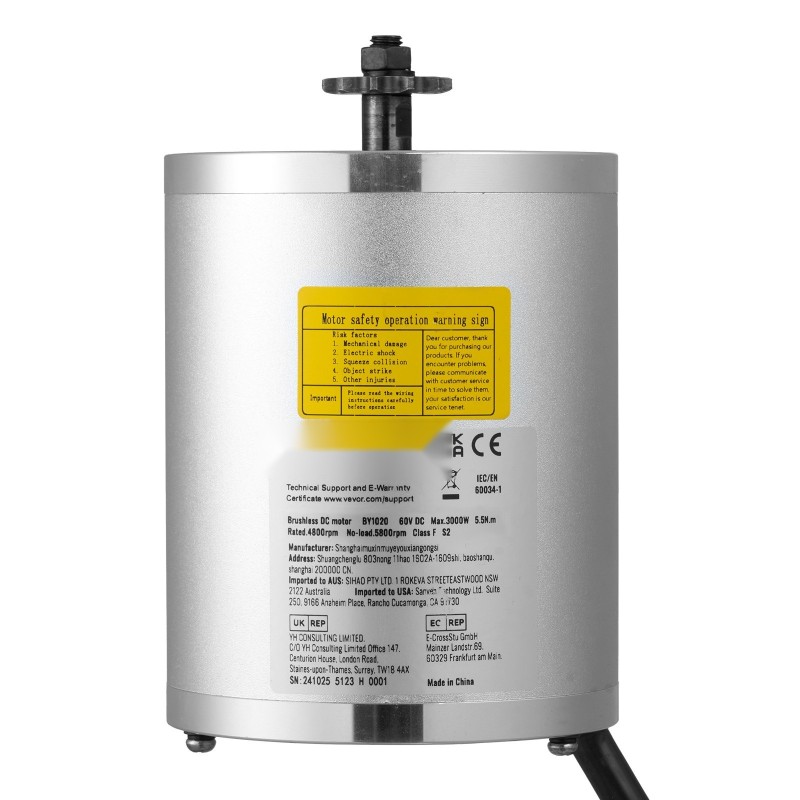 Harjaton tasavirtamoottori 60V 3000W 5,5 N·m sähköpyöriin ja skoottereihin