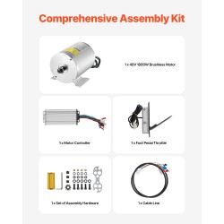 Harjaton moottoripaketti 1800 watin 48 voltin sähköpyöriin skoottereihin gokartteihin päivitetty ohjain kaasupoljin