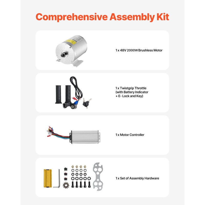 Harjaton tasavirtamoottorisarja 2000W 48V sähköpyöriin ja skoottereihin