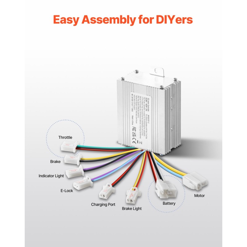 Harjallinen 450W 36V DC-moottoripaketti päivitetyllä nopeudensäätimellä puhtaan kuparin ytimellä