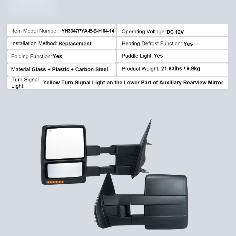 Peräkärrypeilit pari 2004–2014 Ford F150 sähkösäätöiset lämmitettävät suuntavaloilla allasvaloilla taso- ja kuperalasit
