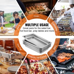 Täysikokoiset ruostumattomat GN-astiat buffet-käyttöön 6 kpl 8,5 l 537x330x65 mm