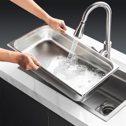 Höyrypöytäastiasetti ruostumattomasta teräksestä täysikokoinen 4 kpl 4 tuuman syvä kannella