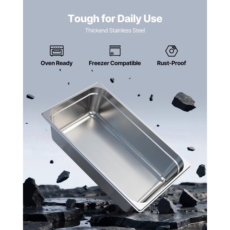 Täysikokoinen GN 1/1 ruostumaton teräs höyryvuoka 145 mm 20,5 l