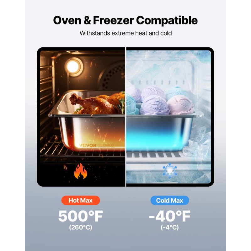 Höyryastia ruostumatonta terästä 1/2-kokoinen 98 mm 6 l 6 kpl