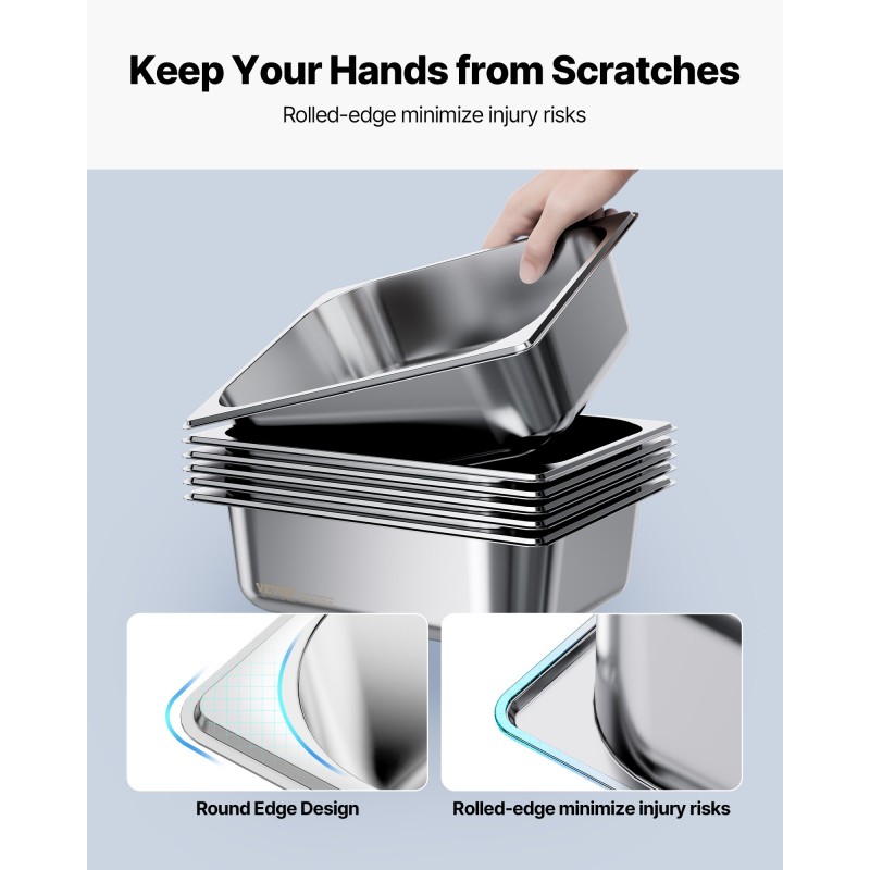 Höyryastia ruostumatonta terästä 1/2-kokoinen 98 mm 6 l 6 kpl