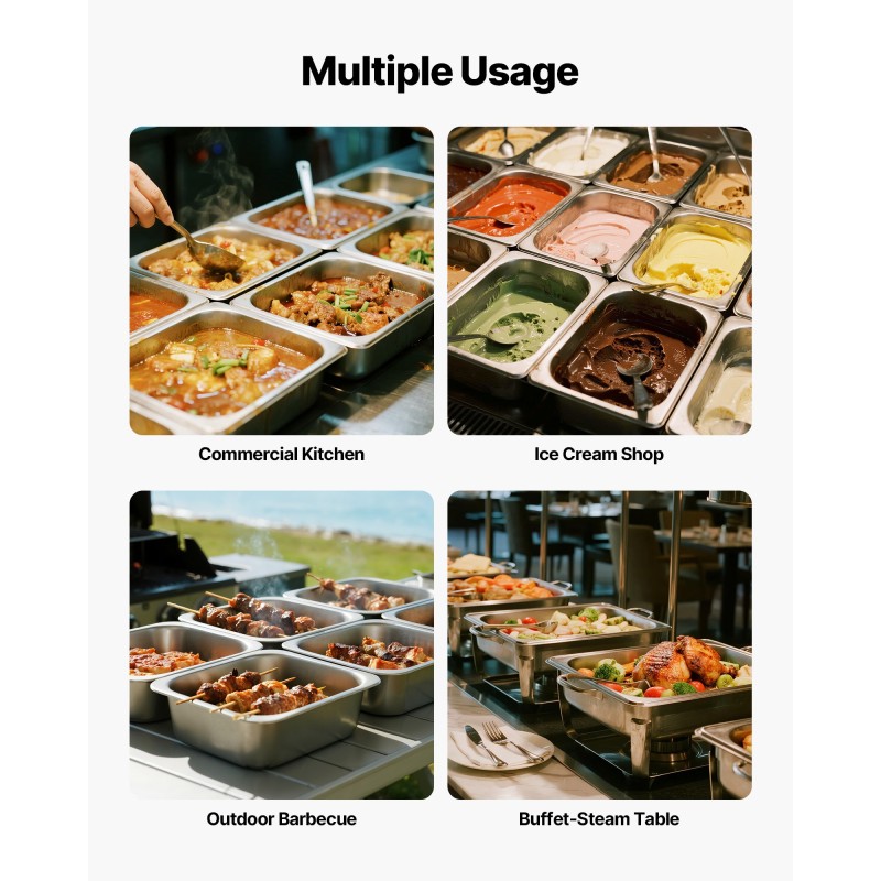 Höyryastia ruostumatonta terästä 1/2-kokoinen 98 mm 6 l 6 kpl