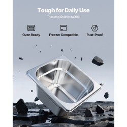 Vuoka 1/6 kokoinen ruostumaton teräs 100 mm 1,7 l 6 kpl