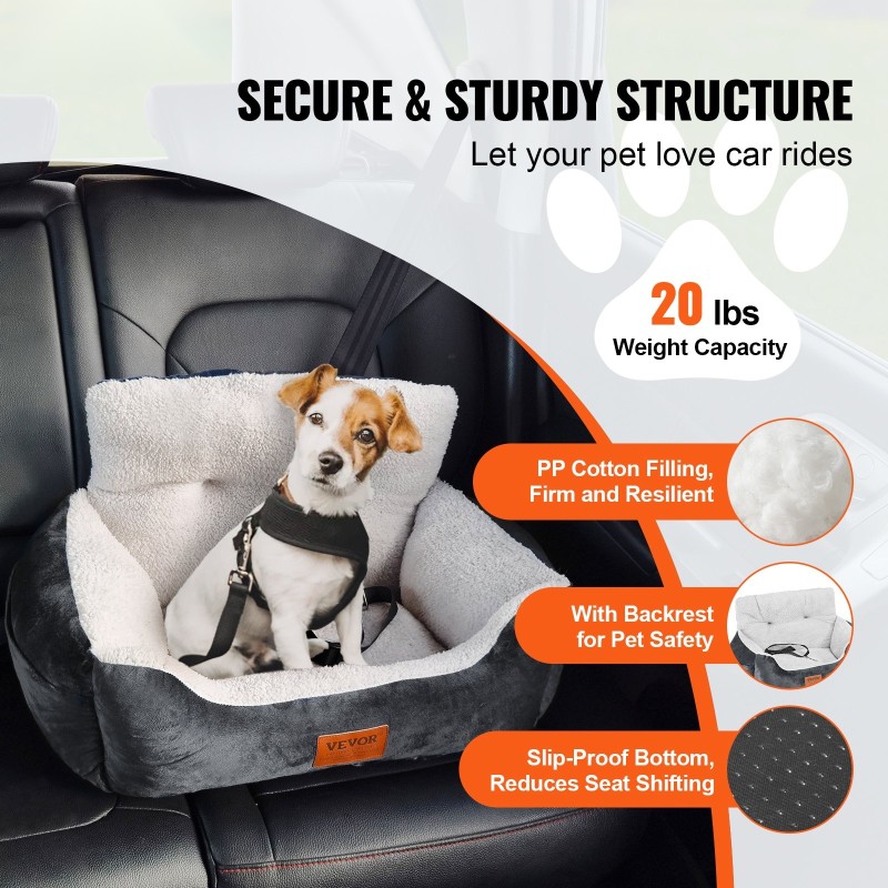 Koiran turvaistuin autoon harmaa plyysipinta irrotettava päällinen alle 9,1 kg