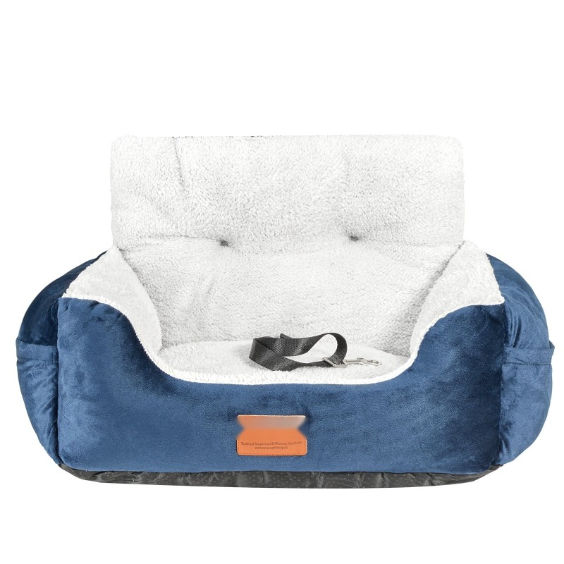 Koiran auton turvaistuin korkea selkä puuvillatäyte tummansininen harmaa pienille koirille