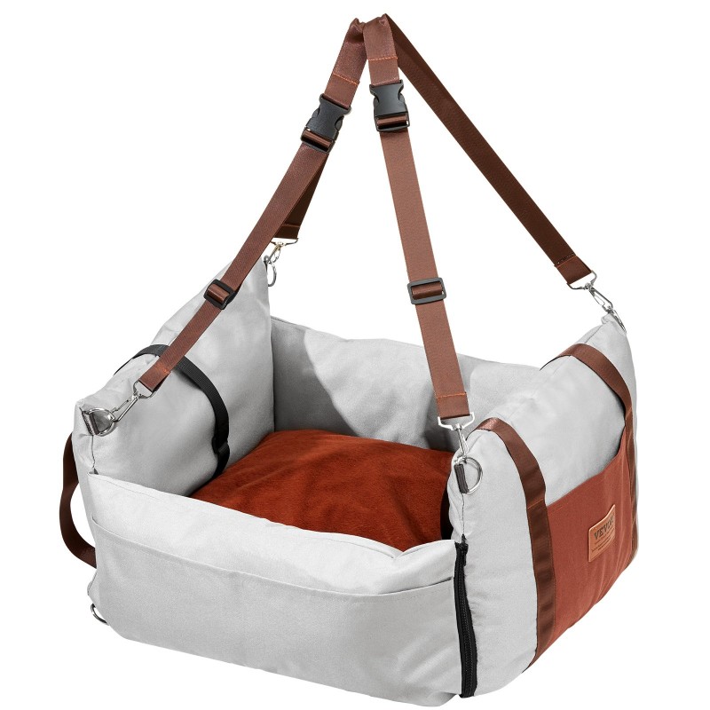 Koiran autopenkki vesitiivis 600D kangas harmaa PP puuvillatäytteellä sivukahvat turvakiinnityshihna säilytystasku