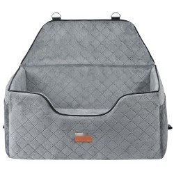 Koiran autopenkki harmaa ultraäänitikattu kristallisametti sieniäytteellä säädettävillä turvavöillä enintään 25 kg