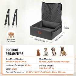 Koiran autopensas musta ultraäänitikattu kristallisametti ja sieni-PP-puuvillatäyte enintään 40 paunaa